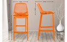 Pomarańczowy stołek barowy hoker polipropylen AIR  z oparciem