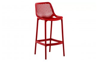 Czerwony stołek barowy hoker polipropylen AIR  z oparciem