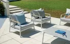 CASSIS zestaw wypoczynkowy ogrodowy aluminium teak biały