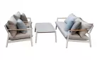 CASSIS zestaw wypoczynkowy ogrodowy aluminium teak biały