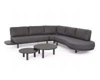 Grafitowy narożnik na taras aluminiowy z wyspą HERCULES aluminiowy z 2 stolikami