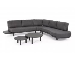 Grafitowy narożnik na taras aluminiowy z wyspą HERCULES aluminiowy z 2 stolikami