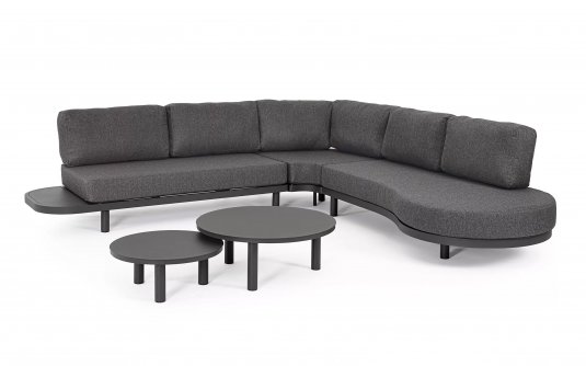 Grafitowy narożnik na taras aluminiowy z wyspą HERCULES aluminiowy z 2 stolikami Grafitowy narożnik na taras aluminiowy z wyspą HERCULES aluminiowy z 2 stolikami