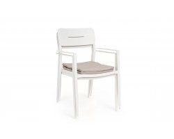 Białe krzesło ogrodowe do jadalni NEBULA sztaplowana z poduszką Bizzotto