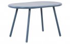 NIEBIESKI stolik kawowy na taras i do domy VELV 80x45 blat polipropylen / nogi metal lakierowany
