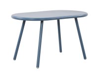 NIEBIESKI stolik kawowy na taras i do domy VELV 80x45 blat polipropylen / nogi metal lakierowany