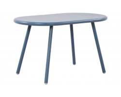 NIEBIESKI stolik kawowy na taras i do domy VELV 80x45 blat polipropylen / nogi metal lakierowany