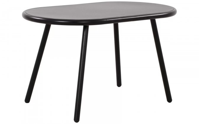 CZARNY stolik kawowy na taras i do domy VELV 80x45 blat polipropylen / nogi metal lakierowany