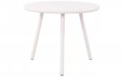 BIAŁY okrągły stolik kawowy na taras i do domu BER d50 cm blat polipropylen / nogi metal lakierowany