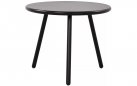 CZARNY okrągły stolik kawowy na taras i do domu BER d50 cm blat polipropylen / nogi metal lakierowany
