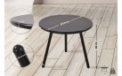 CZARNY okrągły stolik kawowy na taras i do domu BER d50 cm blat polipropylen / nogi metal lakierowany