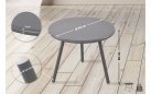 GRAFITOWY okrągły stolik kawowy na taras i do domu BER d50 cm blat polipropylen / nogi metal lakierowany