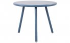 NIEBIESKI okrągły stolik kawowy na taras i do domu BER d50 cm blat polipropylen / nogi metal lakierowany