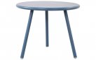NIEBIESKI okrągły stolik kawowy na taras i do domu BER d50 cm blat polipropylen / nogi metal lakierowany