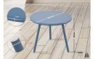 NIEBIESKI okrągły stolik kawowy na taras i do domu BER d50 cm blat polipropylen / nogi metal lakierowany