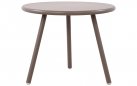 Okrągły stolik kawowy taupe na taras i do domu BER d50 cm blat polipropylen / nogi metal lakierowany