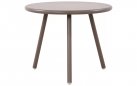 Okrągły stolik kawowy taupe na taras i do domu BER d50 cm blat polipropylen / nogi metal lakierowany