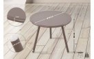 Okrągły stolik kawowy taupe na taras i do domu BER d50 cm blat polipropylen / nogi metal lakierowany