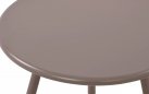 Okrągły stolik kawowy taupe na taras i do domu BER d50 cm blat polipropylen / nogi metal lakierowany