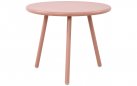 RÓŻOWY okrągły stolik kawowy na taras i do domu BER d50 cm blat polipropylen / nogi metal lakierowany