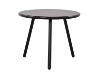 CZARNY okrągły stolik kawowy na taras i do domu BER d50 cm blat polipropylen / nogi metal lakierowany