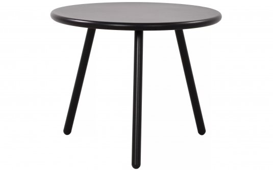 CZARNY okrągły stolik kawowy na taras i do domu BER d50 cm blat polipropylen / nogi metal lakierowany