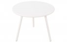 BIAŁY okrągły stolik kawowy na taras i do domu MINO d60 cm blat polipropylen / nogi metal lakierowany