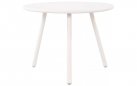 BIAŁY okrągły stolik kawowy na taras i do domu MINO d60 cm blat polipropylen / nogi metal lakierowany