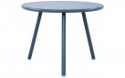 NIEBIESKI okrągły stolik kawowy na taras i do domu MINO d60 cm blat polipropylen / nogi metal lakierowany