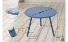 NIEBIESKI okrągły stolik kawowy na taras i do domu MINO d60 cm blat polipropylen / nogi metal lakierowany