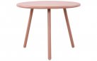 RÓŻOWY okrągły stolik kawowy na taras i do domu MINO d60 cm blat polipropylen / nogi metal lakierowany