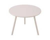 JASNOBEŻOWY okrągły stolik kawowy na taras i do domu MINO d60 cm blat polipropylen / nogi metal lakierowany