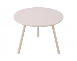 JASNOBEŻOWY okrągły stolik kawowy na taras i do domu MINO d60 cm blat polipropylen / nogi metal lakierowany