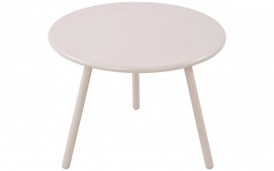 JASNOBEŻOWY okrągły stolik kawowy na taras i do domu MINO d60 cm blat polipropylen / nogi metal lakierowany