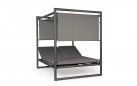 Dwuosobowe GRAFITOWE łóżko ogrodowe KONNOR aluminiowe z zadaszeniem