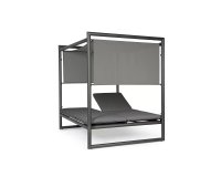 Dwuosobowe GRAFITOWE łóżko ogrodowe KONNOR aluminiowe z zadaszeniem