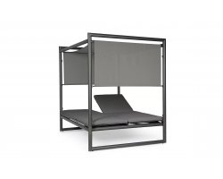 Dwuosobowe GRAFITOWE łóżko ogrodowe KONNOR aluminiowe z zadaszeniem