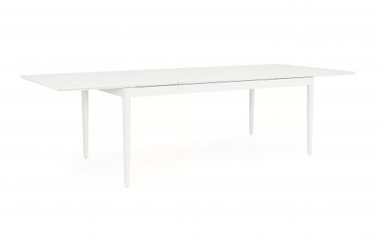 Biały duży rozkładany stół na taras aluminiowy NEBULA 200-300 cm dla 8-10 osób