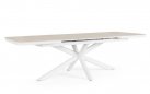 Stół ogrodowy rozkładany z blatem z kamienia spiekanego w kolorze białym z aluminium Pascal 200-260 cm biały