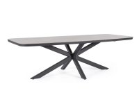 Duży grafitowy aluminiowy stół na taras ISACCO 240 z blatem kamiennym z zaokrąglonymi nogami
