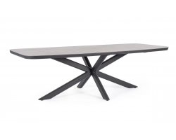 Duży grafitowy aluminiowy stół na taras ISACCO 240 z blatem kamiennym z zaokrąglonymi nogami