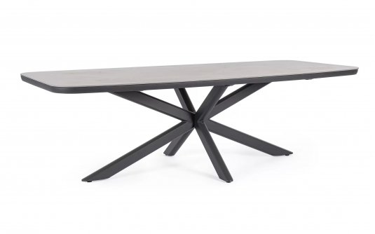 Duży grafitowy aluminiowy stół na taras ISACCO 240 z blatem kamiennym z zaokrąglonymi nogami Duży grafitowy aluminiowy stół na taras ISACCO 240 z blatem kamiennym z zaokrąglonymi nogami