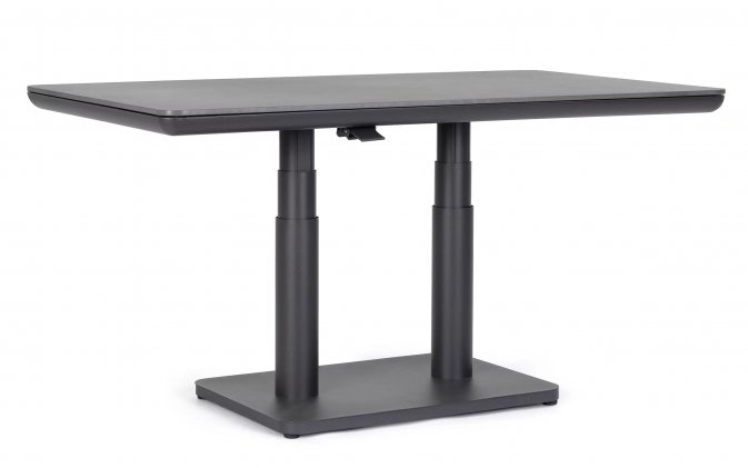 Aluminiowy grafitowy stół ogrodowy podnoszony MIGUEL 140x80 cm bla kamień spiekany