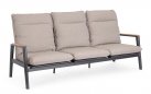 Trzyosobowa grafitowa sofa na taras MIGUEL pochylane oparcia beżowe poduszki sznurek polipropylenowy