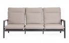 Trzyosobowa grafitowa sofa na taras MIGUEL pochylane oparcia beżowe poduszki sznurek polipropylenowy