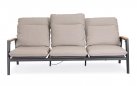 Trzyosobowa grafitowa sofa na taras MIGUEL pochylane oparcia beżowe poduszki sznurek polipropylenowy