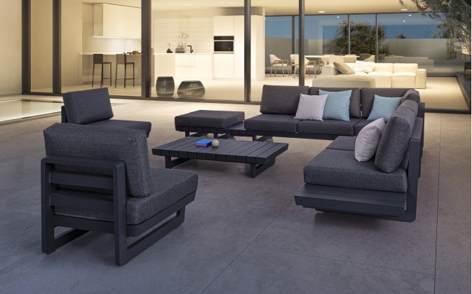 Nowoczesny modułowy narożnik aluminiowy ciemnoszary INFINITY bolzano Bizzotto