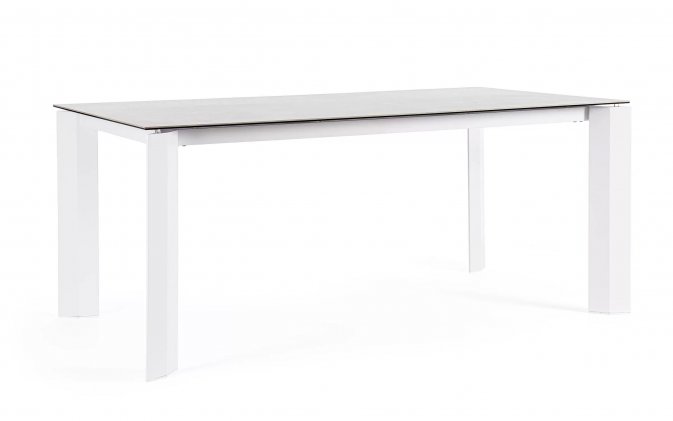 Biały stół ogrodowy aluminiowy OTAVIO 180 cm  z ceramicznym blatem