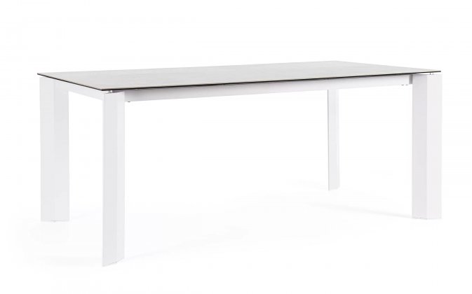 Biały stół ogrodowy aluminiowy OTAVIO 180 cm  z ceramicznym blatem 