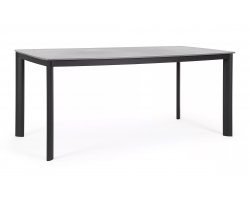 Grafitowy stół aluminiowy na taras ogrodowy ALCORA 180x90 z blatem ze spiekanego kamienia